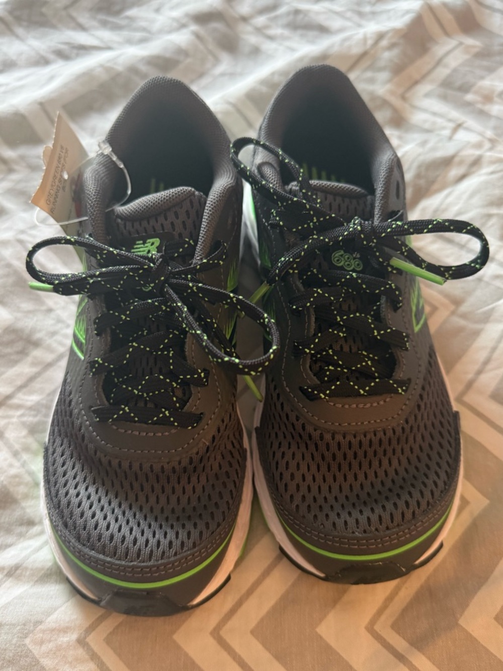New Balance Kids 1.5 Gray & Green Mesh Running Shoes